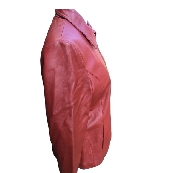 LANE Bryant Red 100% Pure Leather Jacket Size 26/28 - Picture 4 of 12